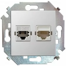 Розетка компьютерная 2-м СП Simon15 RJ45 кат.5E Systimax механизм бел. Simon 1591593-030